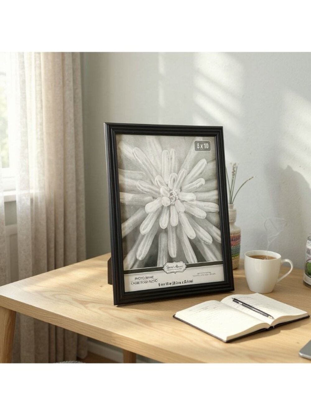 8x10 Black Photo Frame With Glass Pane & Easel Back